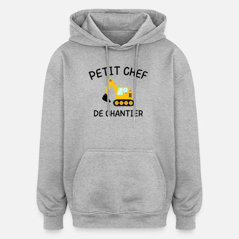 Kleiner Baustellenleiter Baumaschinenbagger - Oversized Unisex Hoodie - Grau meliert