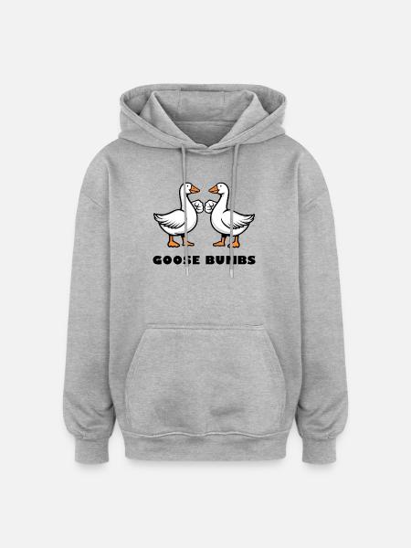 Goose Bumbs – Funny Goose Fist Bump - Oversized luvtröja unisex - gråmelerad