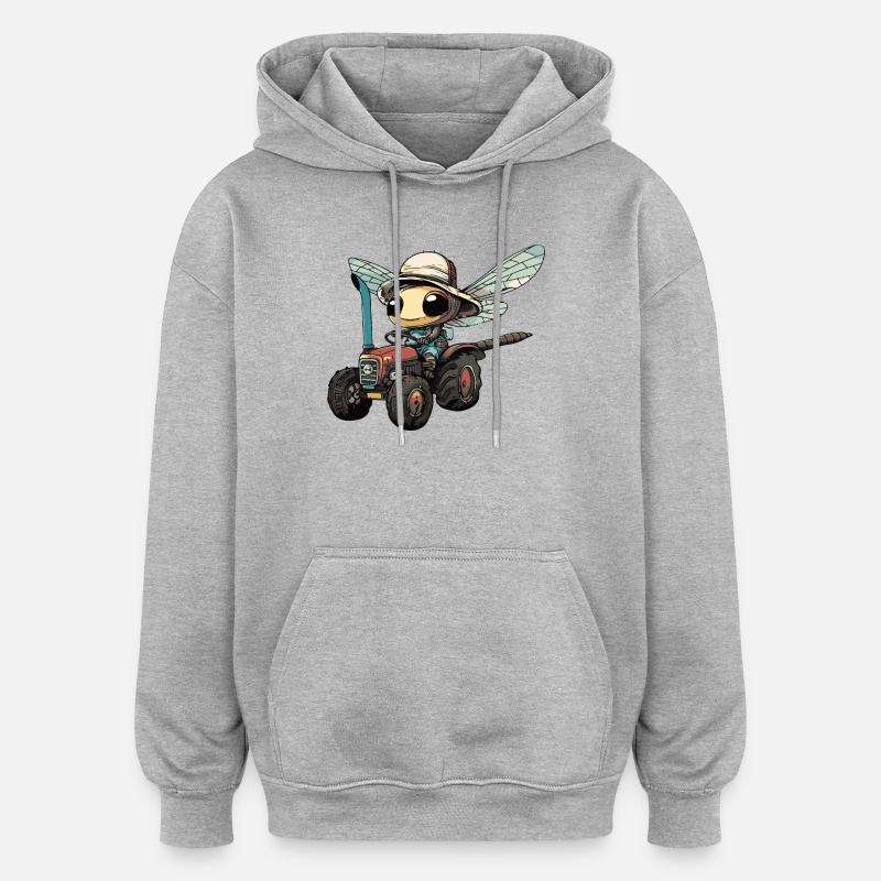 Exploitant de tracteurs libellules - Sweat à capuche oversize unisexe - gris chiné