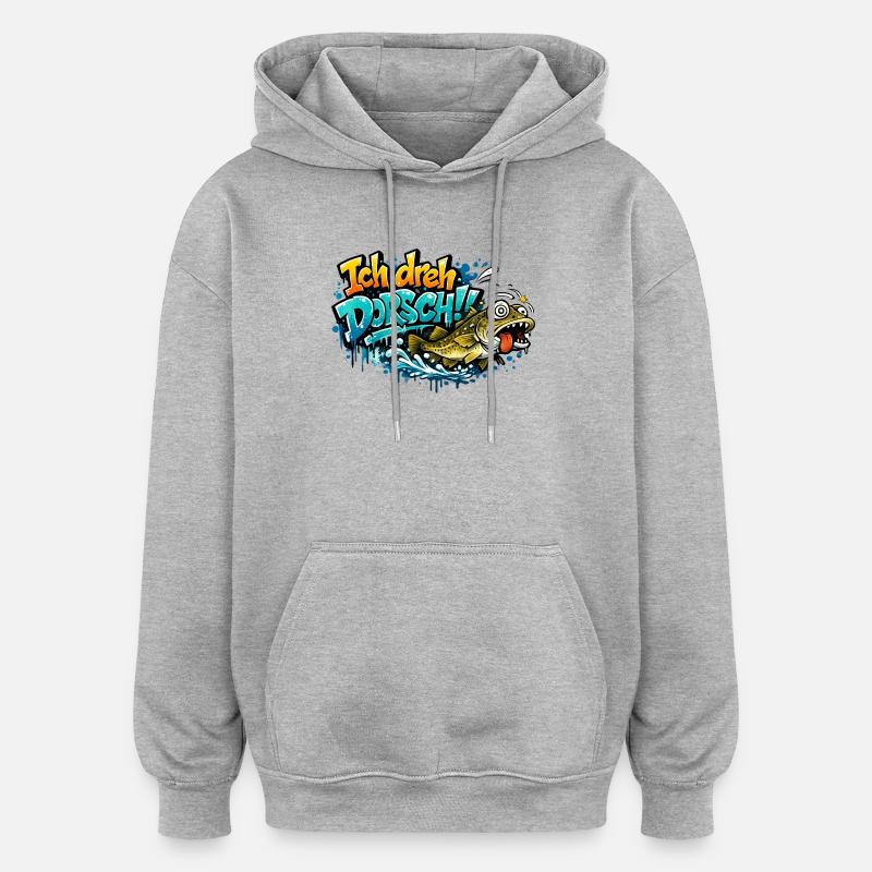 I Shoot Cod Graffiti Fish - Oversized Unisex Hoodie - heather grey