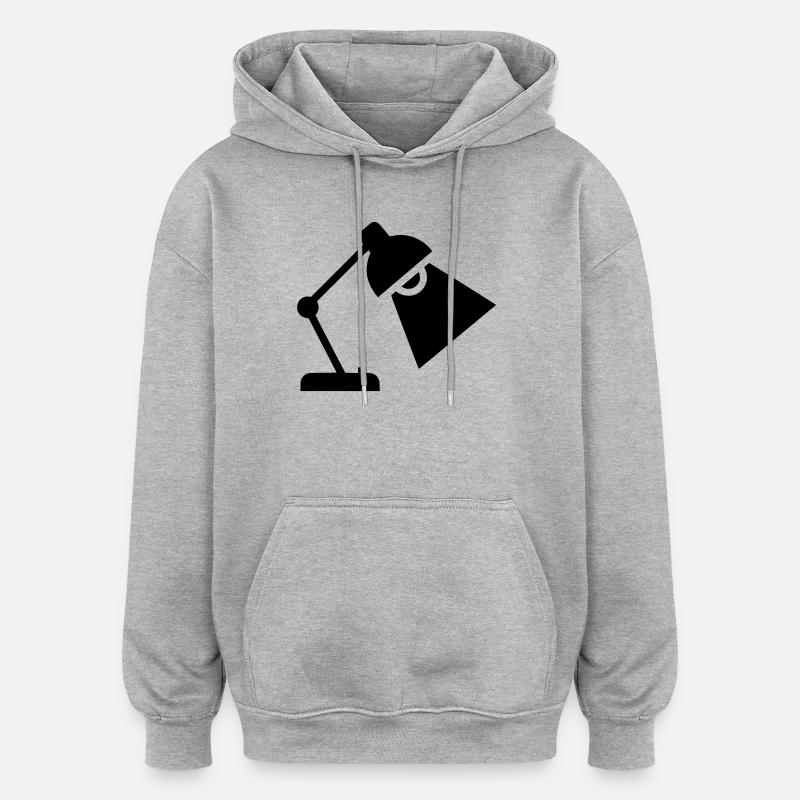 Silhouette de lampe de bureau - Sweat à capuche oversize unisexe - gris chiné