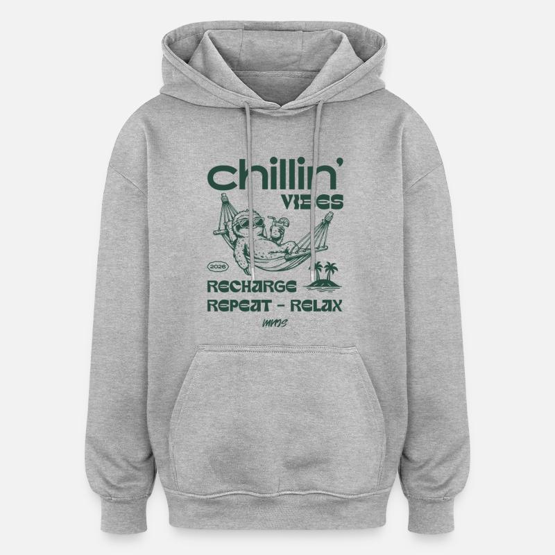 Recharge du hamac Chillin Vibes - Sweat à capuche oversize unisexe - gris chiné