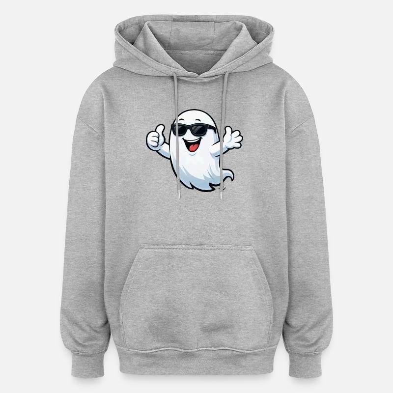 Sonnengeist mit Sonnenbrille - Oversized Unisex Hoodie - Grau meliert