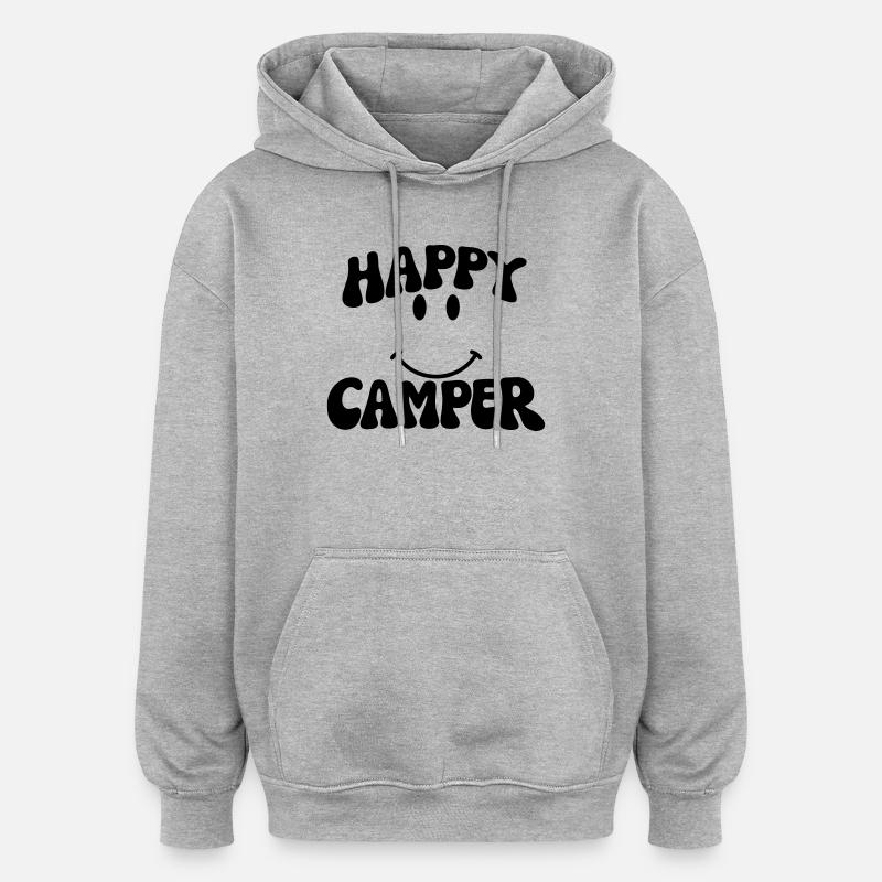 Campeur heureux - Sweat à capuche oversize unisexe - gris chiné
