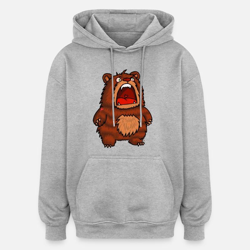 Ours Affamé - Sweat à capuche oversize unisexe - gris chiné