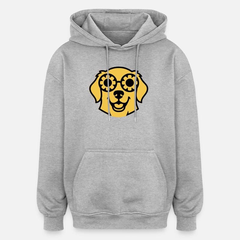 Labrador Blume Brille Peace Comic - Oversized Unisex Hoodie - Grau meliert