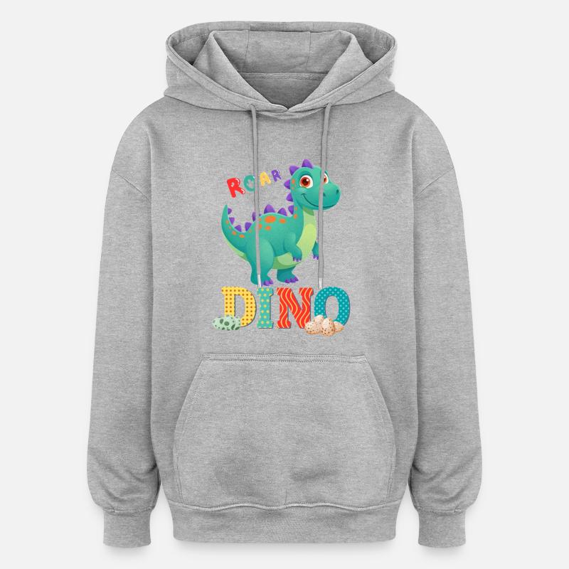 dino - Sweat à capuche oversize unisexe - gris chiné