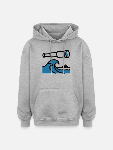 Telescope Waves Ocean Explorer - Oversized Unisex Hoodie - heather grey