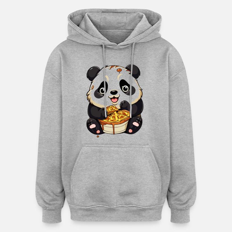 Panda câlin avec gaufre - Sweat à capuche oversize unisexe - gris chiné