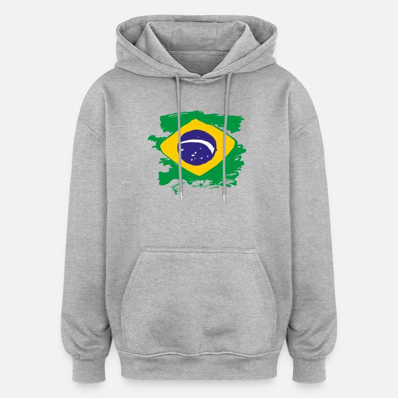 Brazil Flag - Oversized Unisex Hoodie - heather grey