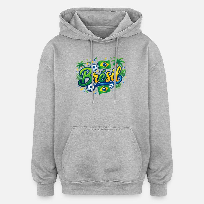 Brésil - Sweat à capuche oversize unisexe - gris chiné
