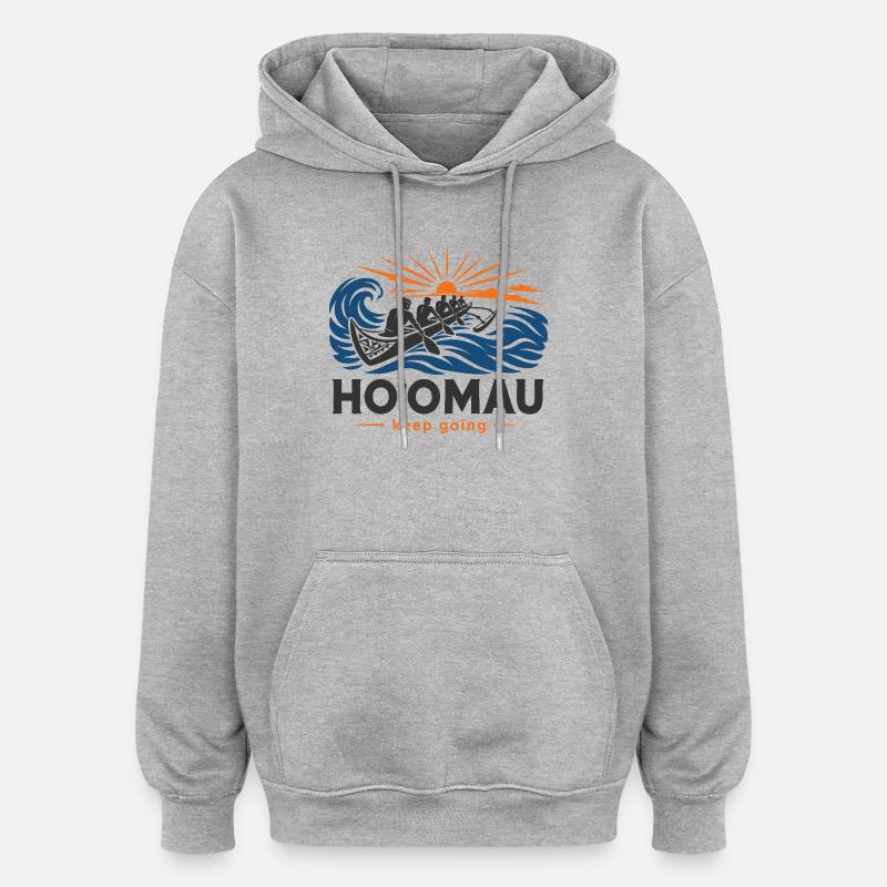 Hoomou, continue - Sweat à capuche oversize unisexe - gris chiné