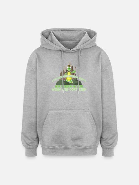 Schildkörten Wandergruppe Wander Bergsteiger - Oversized Unisex Hoodie - Grau meliert