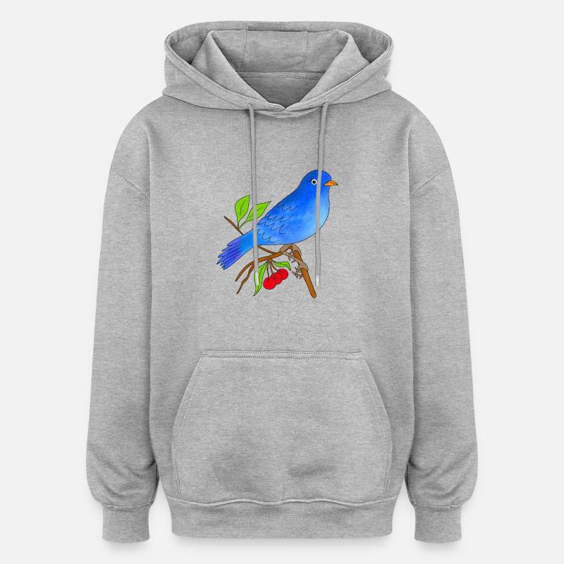 Blauer Vogel - Oversized Unisex Hoodie - Grau meliert