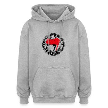 Alerta Alerta Antifascista 161 Antifa - Oversized Unisex Hoodie - Grau meliert - Vorne - Noah (186cm)