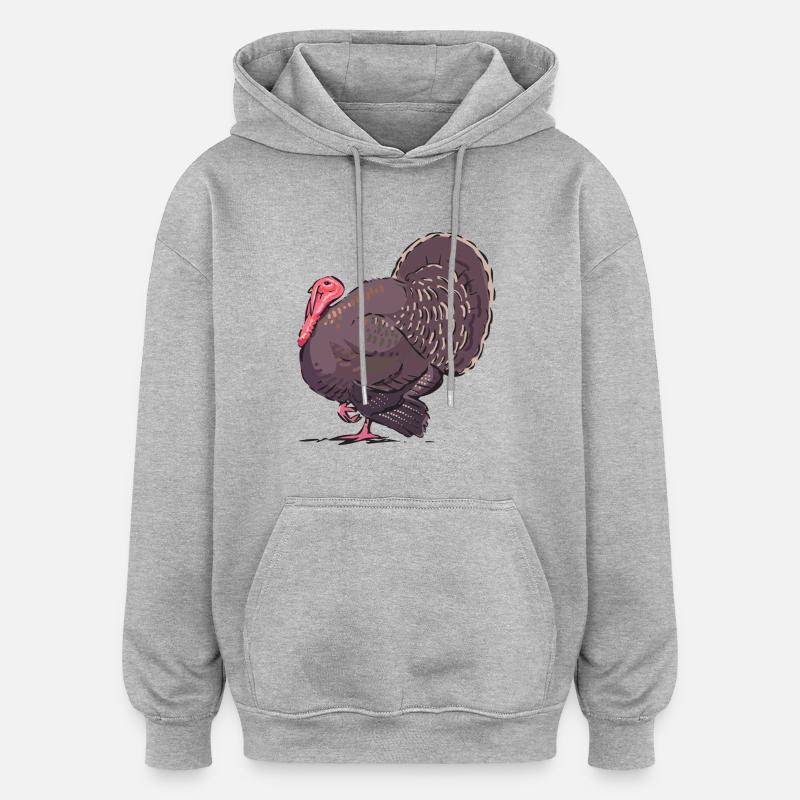 Dinde - Sweat à capuche oversize unisexe - gris chiné