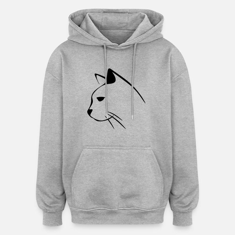 Katzengesicht - Oversized Unisex Hoodie - Grau meliert
