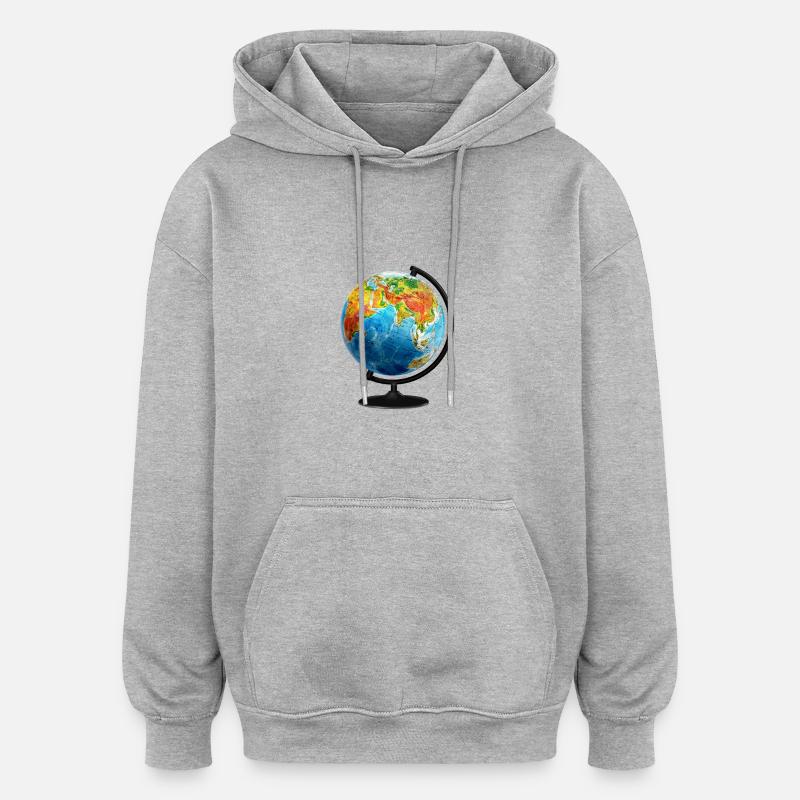 globe - Sweat à capuche oversize unisexe - gris chiné