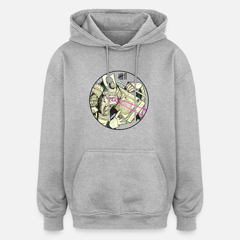 7 Vêtements - Gorilla Samurai - Sweat à capuche oversize unisexe - gris chiné