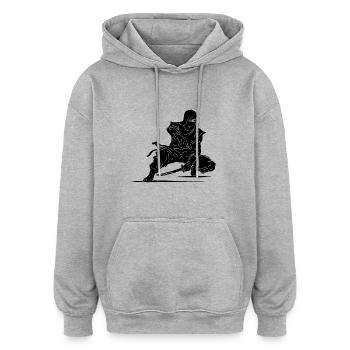 Entraînement en force Warrior Style Loisir Ninja Athlète - Sweat à capuche oversize unisexe - gris chiné - Devant - Noah (186cm)