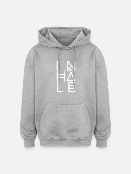 Breathe, inhale - Oversized Unisex Hoodie - heather grey