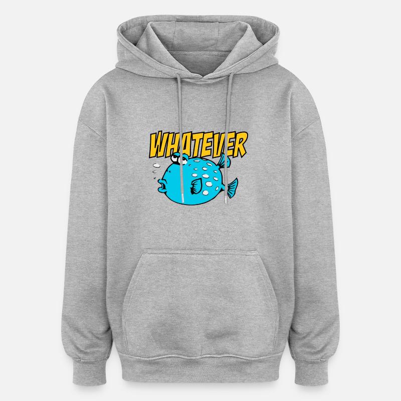 Quelle que soit Fishi - Sweat à capuche oversize unisexe - gris chiné