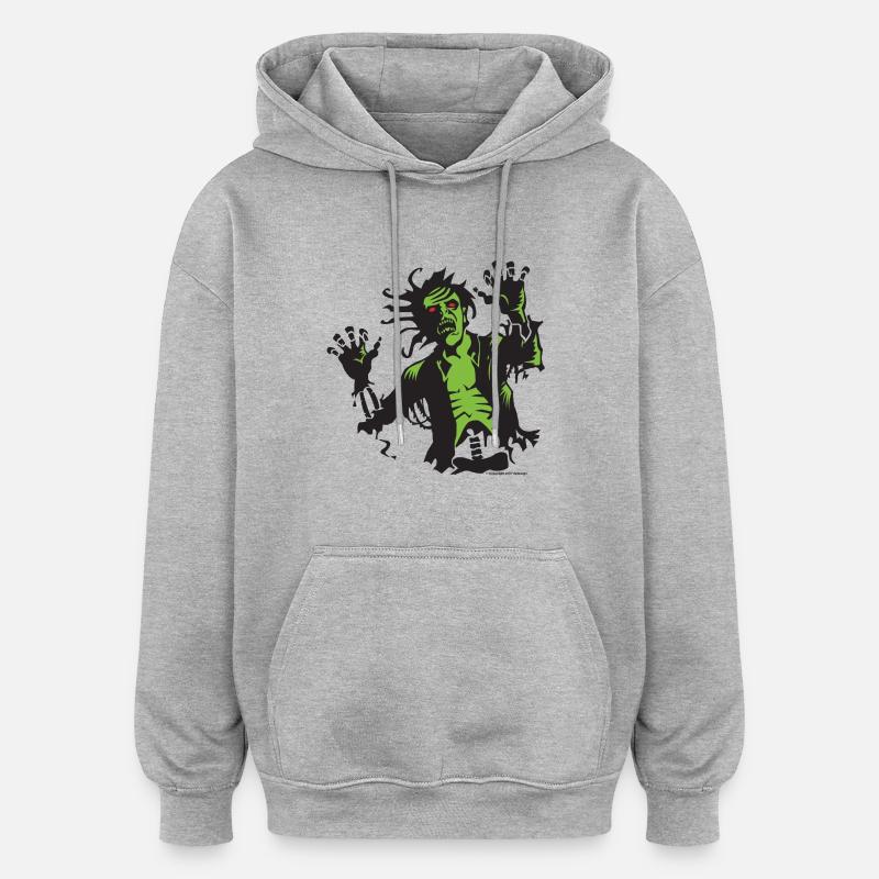 Zombie Attack - Sweat à capuche oversize unisexe - gris chiné