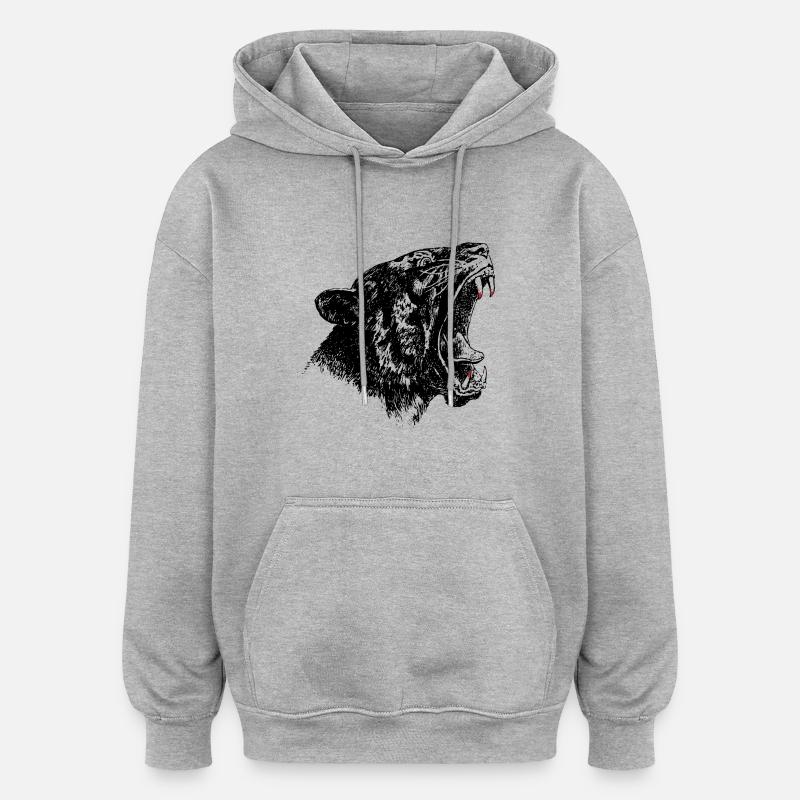 Schwarzer Panther Raubkatze - Oversized Unisex Hoodie - Grau meliert