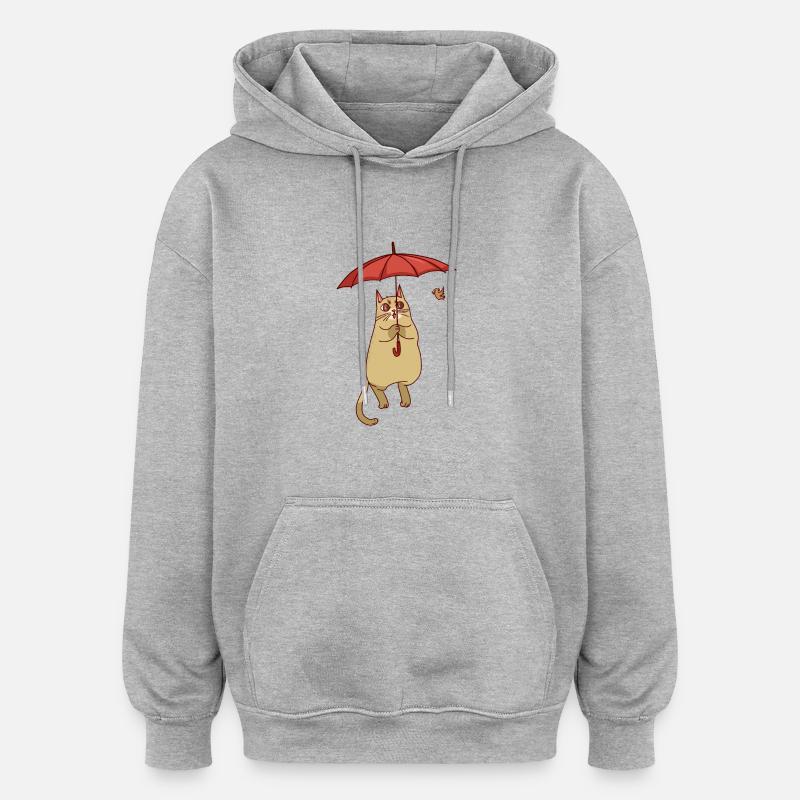 parapluie chat - Sweat à capuche oversize unisexe - gris chiné