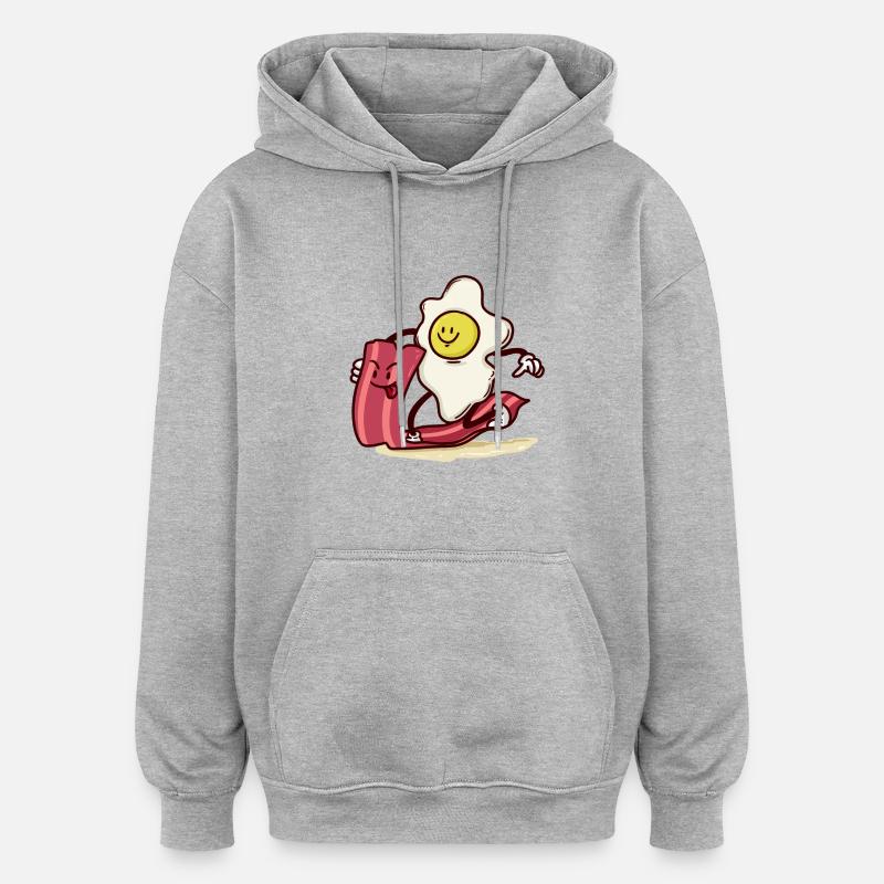 Egg rides bacon slice - Oversized Unisex Hoodie - heather grey