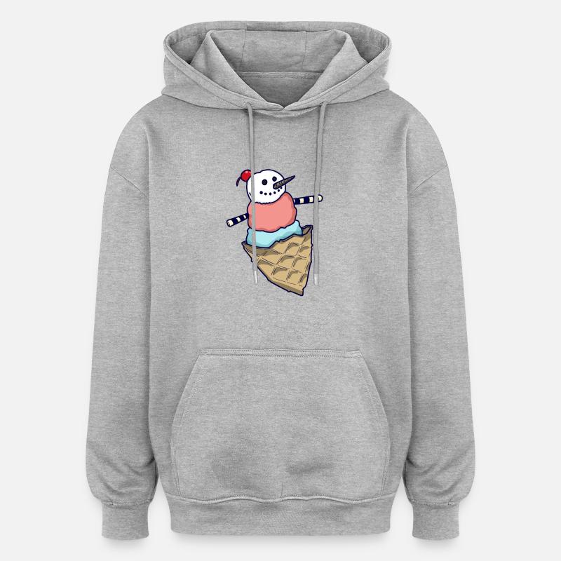 Schneemann Eiskugel - Oversized Unisex Hoodie - Grau meliert