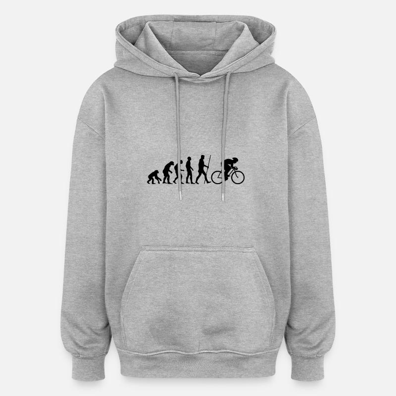 Evolution Rennrad als Geschenk - Oversized Unisex Hoodie - Grau meliert