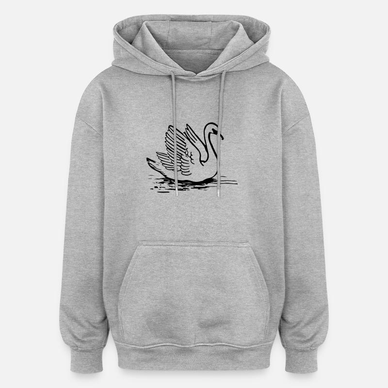 cygne - Sweat à capuche oversize unisexe - gris chiné