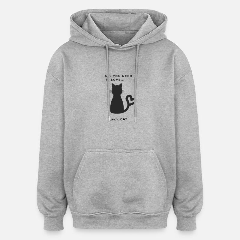 Design Chat doux - Sweat à capuche oversize unisexe - gris chiné