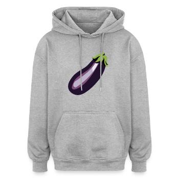 aubergine - Sweat à capuche oversize unisexe - gris chiné - Devant - Noah (186cm)