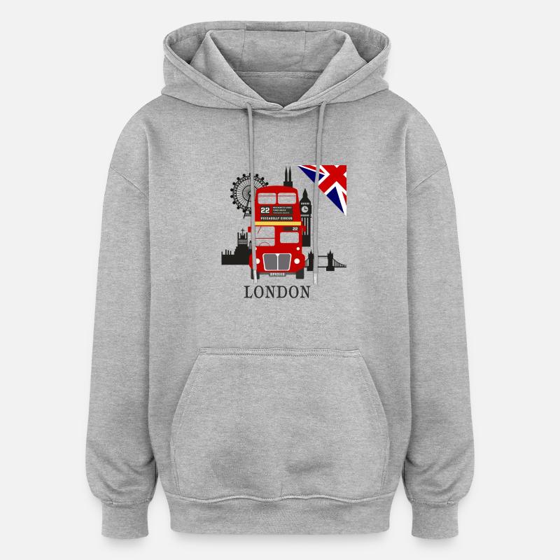 Angleterre, Londres, sightseeing, - Sweat à capuche oversize unisexe - gris chiné