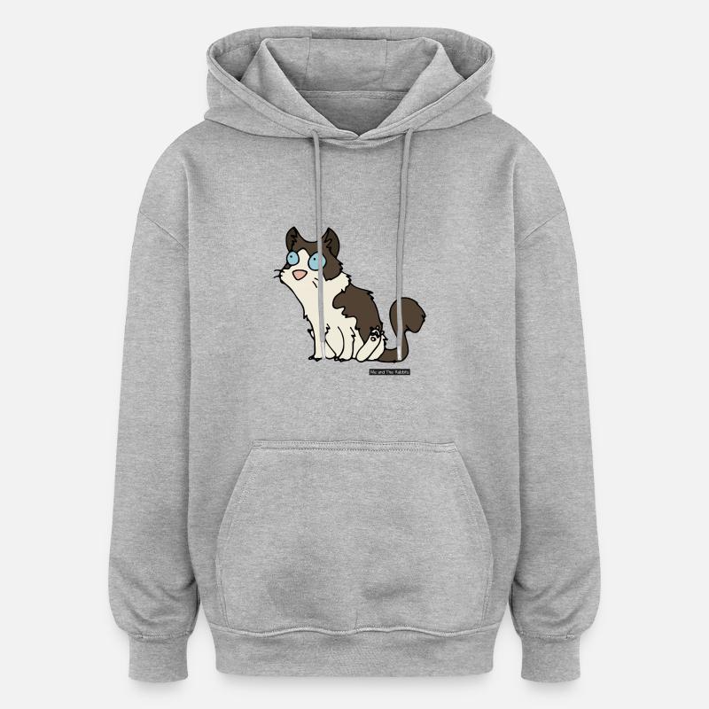 Chat - Ragdoll - Sweat à capuche oversize unisexe - gris chiné