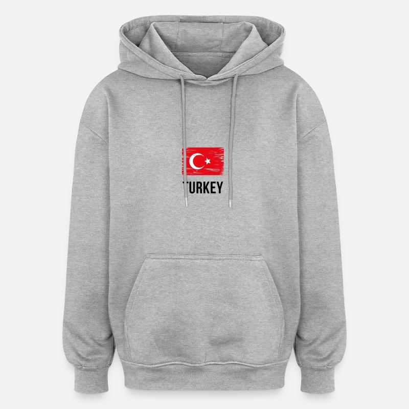 Turquie - « Drapeau » - Sweat à capuche oversize unisexe - gris chiné