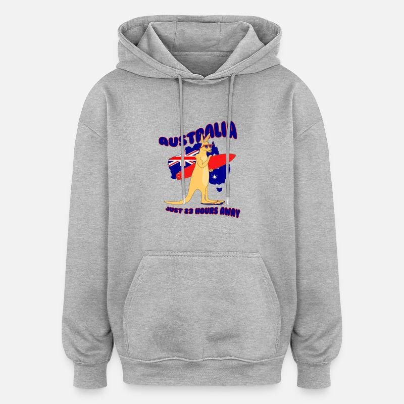 Surfing Kangaroo Australia - Sweat à capuche oversize unisexe - gris chiné
