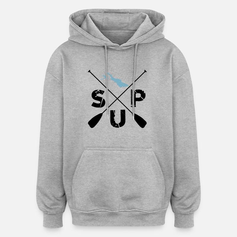SUP - Sweat à capuche oversize unisexe - gris chiné