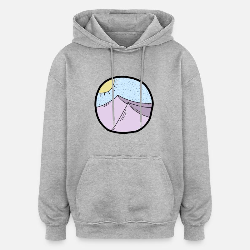 collines cercle - Sweat à capuche oversize unisexe - gris chiné
