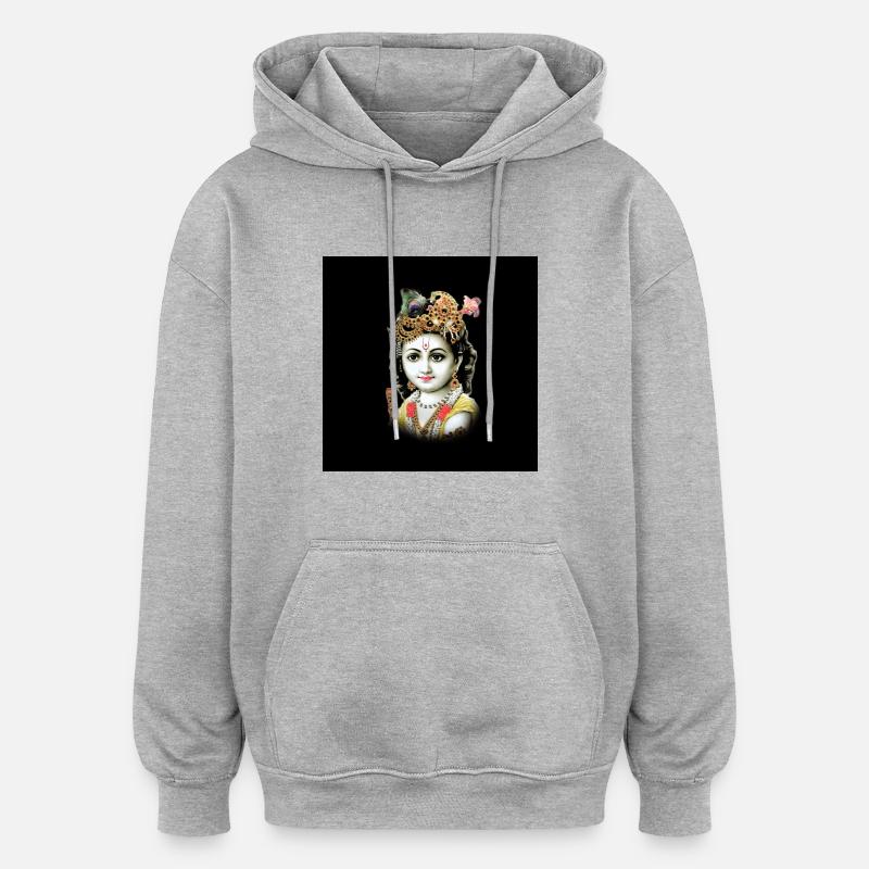 Krishna - Sweat à capuche oversize unisexe - gris chiné