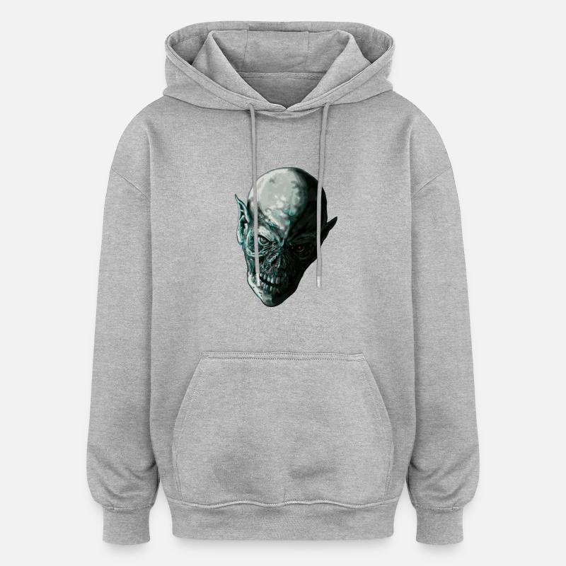 ICY SKULL - Sweat à capuche oversize unisexe - gris chiné