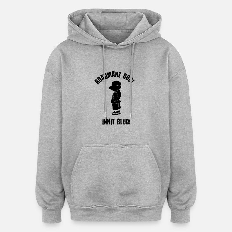 Roadmanz Rool - Innit Blud - Noir - Sweat à capuche oversize unisexe - gris chiné