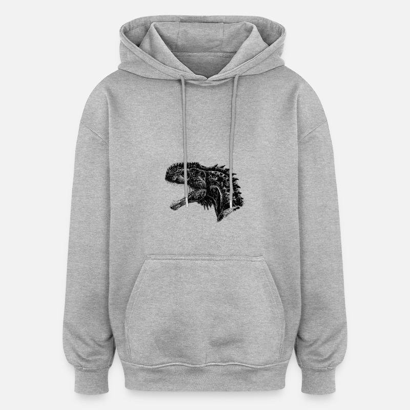 Dinosaur 6 - Sweat à capuche oversize unisexe - gris chiné