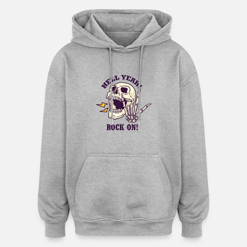 Hell yeah - rock on - Oversized Unisex Hoodie - heather grey