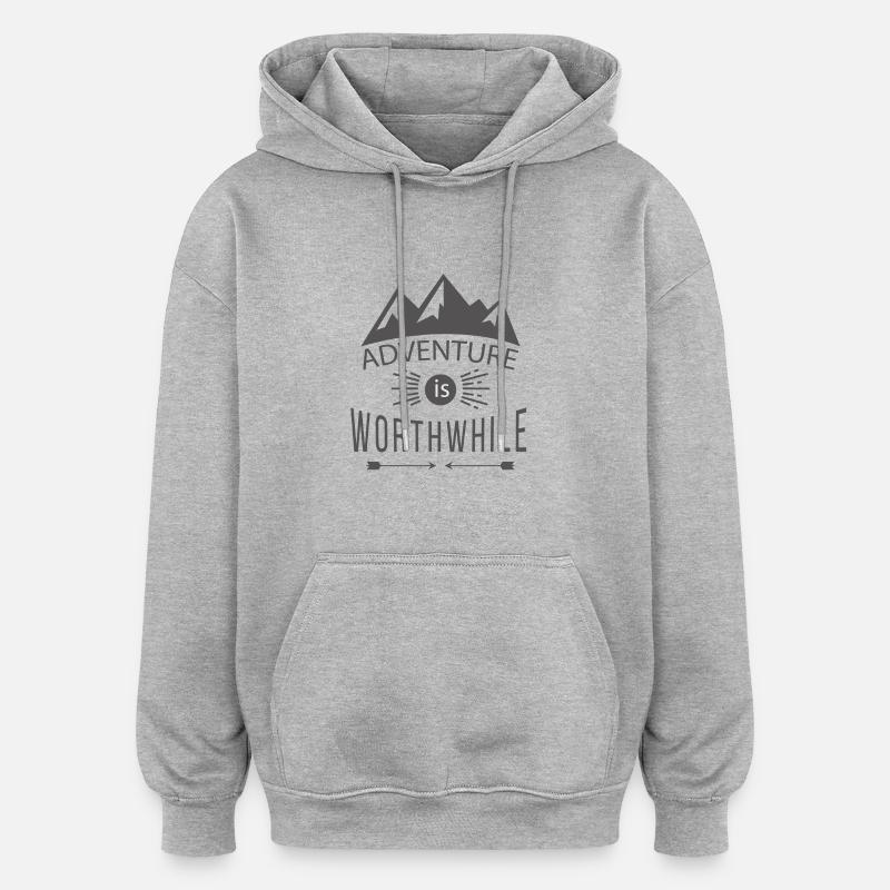 L'aventure est wortwhile - Sweat à capuche oversize unisexe - gris chiné