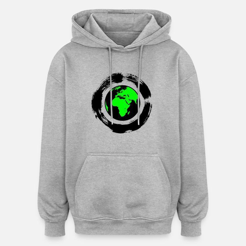 terre verte - Sweat à capuche oversize unisexe - gris chiné