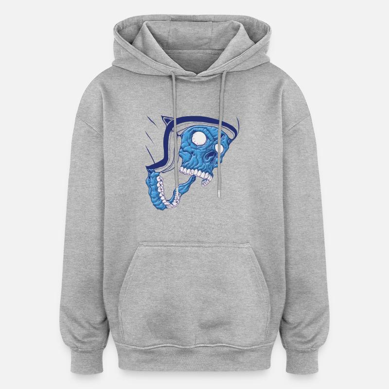 tête de mort - Sweat à capuche oversize unisexe - gris chiné