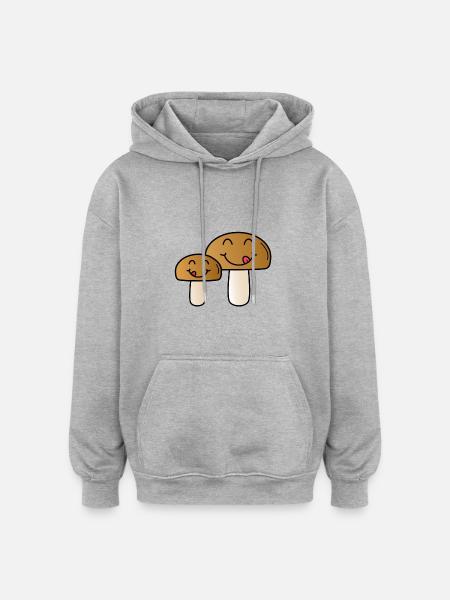 Pilze - Oversized Unisex Hoodie - Grau meliert